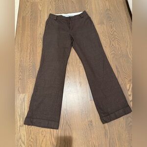 Women’s Brown Wool Blend Dress Pants Slim Fit Tailored Career wide leg M